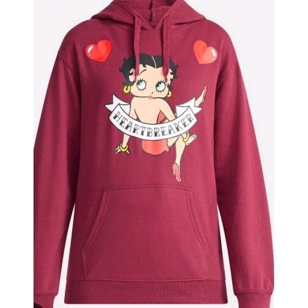 Betty Boop Youth Heartbreaker Hoodie Cherry‎ Red Size S 4-6 NWOT Super Soft